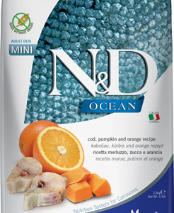 N&D Dog Ocean tőkehal, sütőtök&narancs adult mini 2,5kg